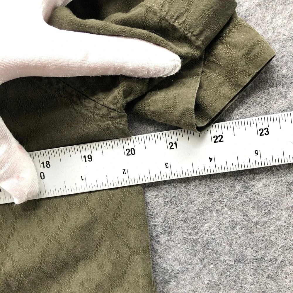 Banana Republic Slim Fit Button Down Shirt Mens M Olive Green Short Sleeve
